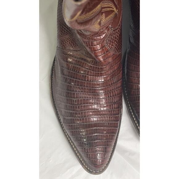 Vintage JUSTIN 8479 Brown Cowboy / Western Leather / Lizard Boots Size 8 1/2 D main image 14